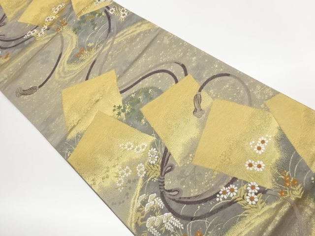 JAPANESE FUKURO OBI / WOVEN FLORAL PLANTS